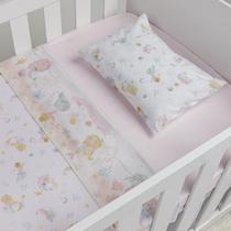 Jogo De Lençol Berço Americano Bebê 100% Algodão C/ Vira 3 Pçs Bebê Papi