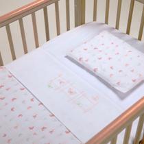 Jogo de lençol Berço Americano Bebê 100% Algodão Vira Bordada C/ 3 peças Papi Baby
