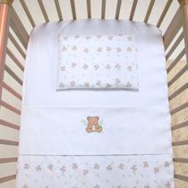 Jogo de lençol Berço Americano Bebê 100% Algodão Vira Bordada C/ 3 peças Papi Baby