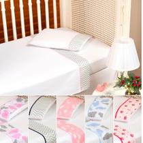 Jogo de lençol berço americano bebe enxoval berco percal algodão lençol grande c elástico 3 peças