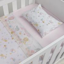 Jogo De Lençol Berço Americano Bebê Estampado C/ Vira 3 Pçs 100% Algodão Menina Menino - Papi