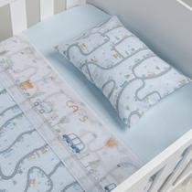 Jogo de Lençol Berço Americano C/ Vira 3 Pçs 100%Algodão Menina Menino - Papi