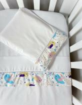 Jogo de Lençol Berço Americano P.P Poliéster 03 peças - Passarinho Rosa