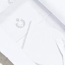 Jogo de Lençol Berço Desmontável Urso Branco 3 peças Medium Bordado