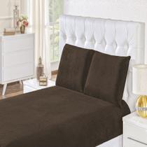 Jogo de lençol Biasoft manta flanel casal padrão 03 pçs marrom