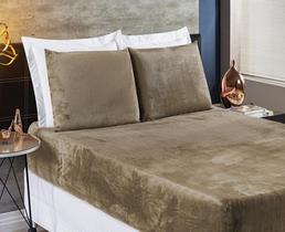 Jogo De Lençol BiaSoft Plush Casal 3 Peças Várias Cores Cinza, Verde, Caqui, Marrom, Azul, Rose