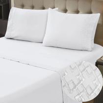 Jogo de Lençol Bordado Serena Cama Queen 04 Peças Micropercal 400 Fios Macio Jogo de Lençol Bordado Serena Cama Queen 04 Peças Micropercal 400 Fios Macio