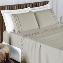 Jogo De Lençol Bordado Titanium King 4 Peças Barato - Cáqui
