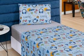 Jogo De Lençol Bouti Solteiro 3 Peças Microfibra Patchwork Game