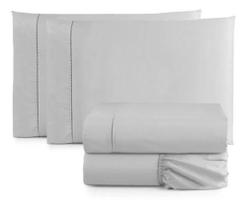 Jogo de lençol cama bom Queen 4 peças 600 fios toque Macio cinza - casa home
