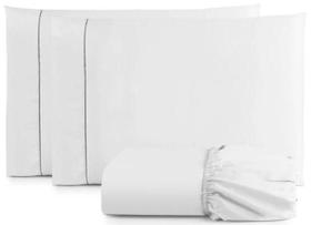 Jogo De Lençol Cama Box Queen 3 Peças Percal 400 Fios Branco