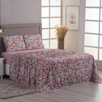Jogo de Lençol Cama Casal 4 peças 100% Algodão Malha Penteada