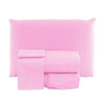 Jogo de Lençol Cama Casal Padrão Box 3 Peças Liso com Elástico em toda volta - 1,88m x 1,38m x 20cm