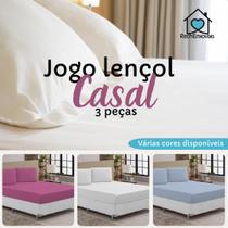 Jogo de Lençol Cama Casal Padrão Box 3 Peças Liso com Elástico em toda volta - 1,88m x 1,38m x 20cm - RECH ENXOVAIS