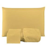 Jogo de Lençol Cama Casal Queen 3 Peças Liso MOSTARDA Jogo de Lençol Cama Casal Queen 3 Peças Liso MOSTARDA