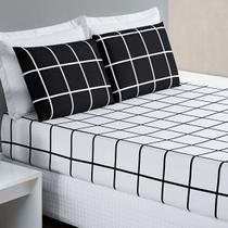 Jogo de Lençol Cama King 3 Peças 200 Fios Micropercal Austin - Preto