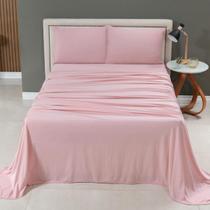 Jogo de Lençol Cama Liso Casal 04 Pçs Malha 100% Algodão Macio Elástico Toda Volta Luxo