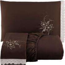 Jogo de Lençol Cama Queen 3 Peças com Elástico Bordado