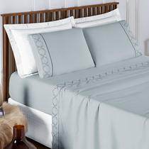 Jogo de Lençol Cama Queen 4 Peças 400 Fios Bordado Infinity