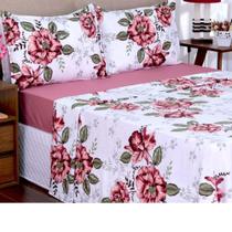 Jogo De Lençol Cama Queen 4 Peças Floral Garden