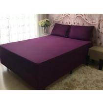 Jogo de Lençol Cama Queen Box 3 Peças Liso 1,98m x 1,58m x 30cm - Diversas Cores