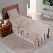 Jogo de Lençol Cama Solteiro 3 Peças Malha 100% Algodão Liso Luxo Macio Elástico Toda Volta
