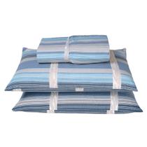 Jogo de Lençol Casal 180 fios Dia a Dia Azul Listrado Valle Enxovais 3 peças