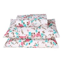 Jogo de Lençol Casal 180 fios Dia a Dia Floral Rosé Valle Enxovais 3 peças