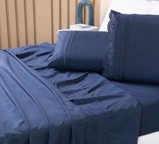 Jogo de Lençol CASAL 200 fios 3 Peças Bordado Inglês com Lese Jogo de Lençol CASAL 200 fios 3 Peças Bordado Inglês com Lese