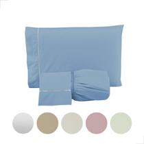 Jogo de Lençol Casal 3 Pç Percal 140 Fios Liso Ponto Palito Jogo de Lençol Casal 3 Pç Percal 140 Fios Liso Ponto Palito