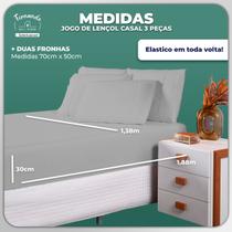 Jogo de Lençol Casal 3 Peças 100% Algodão 400 Fios cinza Jogo de Lençol Casal 3 Peças 100% Algodão 400 Fios cinza