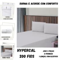 Jogo De Lençol CASAL 3 Peças 200 Fios Hypercal Premium Com Elástico Hotel