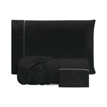 Jogo De Lençol Casal 3 Peças 300 Fios Preto