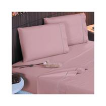 Jogo De Lençol Casal 3 Peças 400 Fios Com Elástico Toque de Seda Detalhe Ponto Palito