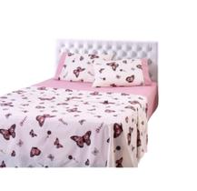 Jogo de Lençol CASAL 3 Peças Algodão Percal 160 Fios Com Elástico ESTAMPADO BORBOETA