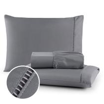 Jogo de Lençol casal 3 Peças Ponto Palito 400 Fios Micropercal