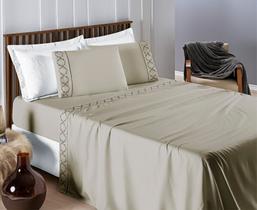 Jogo De Lençol Casal 300 Fios Infinity 4 Peças Bordado