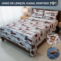 Jogo De Lençol Casal 4 Peças 400 Fios Estampas Sortidas Extra Macio Premium
