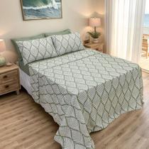 jogo de Lençol Casal 4 Peças Micro Percal 400 Fios Toque de Pêssego - Antialérgico 100% Polieste