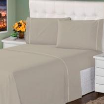 Jogo de Lençol Casal 400 Fios 3 Peças Ponto Palito Aconchego Casa Dona