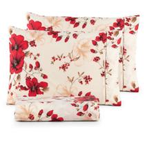 Jogo de Lençol Casal em Percal Estampado 100% Algodão com Elástico + 2 Fronha Ponto Palito Jogo de Lençol Casal em Percal Estampado 100% Algodão com Elástico + 2 Fronha Ponto Palito