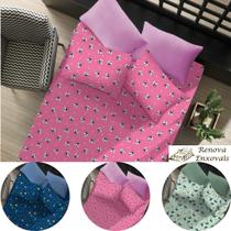 Jogo de Lençol Casal Infantil com Elástico Personagem em Malha Roupa de Cama Antialérgico - 70% Algodão e 30% Poliéster - 1,38 m x 1,88 m x 30 cm