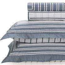 Jogo de Lençol Casal Karsten Percal 200 Fios 100% Algodão Estampado Cama Dobra Feita 4 Peças