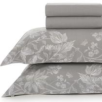 Jogo de Lençol Casal Karsten Percal 200 Fios 100% Algodão Estampado Cama Dobra Feita 4 Peças