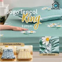 Jogo de Lençol Casal King 3 Peças com Elástico - RECH ENXOVAIS