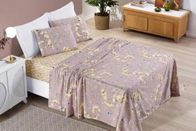 Jogo De Lençol Casal King 4 Pç Com Estampa Floral Elástico.