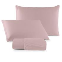 Jogo de Lençol Casal King C/ Elástico Malha 100% Algodão 03 Pçs Liso