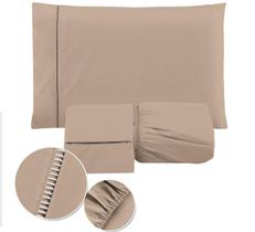 Jogo de Lençol Casal Padrão 03 Peças Percal 400 Fios 100% Toque Macio Basic