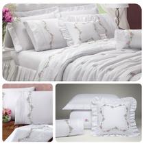 Jogo de Lençol Casal Padrão 04 Peças Algodão Bordado Bouquet Jogo de Lençol Casal Padrão 04 Peças Algodão Bordado Bouquet