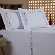 Jogo de Lençol Casal Padrão 100% Algodão Bordado 04 Peças Tecido Percal 180 Fios Jogo Cama Casal Brenda Jogo de Lençol Casal Padrão 100% Algodão Bordado 04 Peças Tecido Percal 180 Fios Jogo Cama Casal Brenda